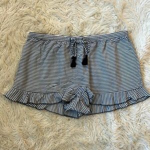 Gilligan& O’Malley Striped Ruffled Drawstring Pajama Shorts